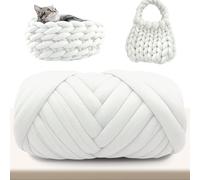 GOEDCH 500g Bulky Armstricken Wolle: Dicke Wolle Sperrige Handstrickgarn, Häkel Wolle Chunky Yarn, Roving Garn zum Handstricken Häkeln für Decken, Haustiernester, DIY Kunsthandwerk (Weiß)