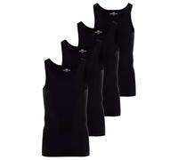 Götzburg 4er Pack Herren Unterhemd Classic Tank Top - gekämmte Feinripp - 100% natürliche Baumwolle (schwarz-dunkel-uni, 12)
