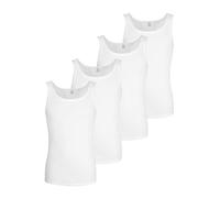 Götzburg 4er Pack Herren Unterhemd Classic Tank Top weiß - gekämmte Feinripp - 100% natürliche Baumwolle