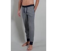 Loungehose GÖTZBURG "Brooklyn", Herren, Gr. 54 (XL), N-Gr, blau (blau, mittel, minimal), Single Jersey, Obermaterial: 100% Baumwolle, gemustert, bequem lang, Hosen Loungehose, Baumwolle, Seitentaschen