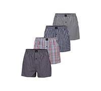Götzburg Herren 4er Pack American Boxershorts 100% Gewebte Baumwolle (as3, Alpha, m, blau-dunkel-Karo)
