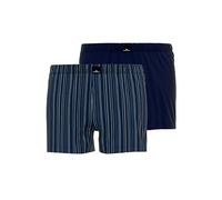 Götzburg Herren Boxershort, Unterhose, Shorts - Unterwäsche - Baumwolle, Single Jersey, Navy, gestreift mit Eingriff, 2er Pack 6