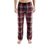 Götzburg Herren Flanell lange Schlafhose - rot kariert, 100% Baumwolle, Schlafanzughose mit Seitentaschen & Kordelzug, weiche Pyjamahose 52
