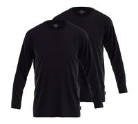 GÖTZBURG Herren Langarmshirt, 2er Pack - Baumwolle, Longsleeve, einfarbig Schwarz L