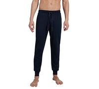 Götzburg Herren Lange Schlafhose Mix & Relax Hose mit Bündchen (S, blau-dunkel-Uni)