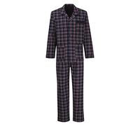 Götzburg Herren Pyjama kariert mit Knöpfen 1er Pack (54, dunkelblau kariert)