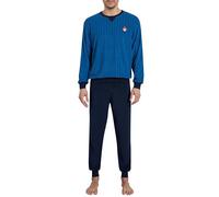 Götzburg Herren Pyjama Lang - Frottee Schlafanzug braun aus 100% Baumwolle mit Bündchen, Brusttasche und Seitentaschen
