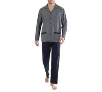 Götzburg Herren Pyjama, Langarm, Baumwolle, Single Jersey, Navy, Bedruckt 56