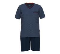 Götzburg Herren-Shorty Manhattan V-Ausschnitt Single-Jersey 100% Baumwolle bedruckt Blau Gr. 58