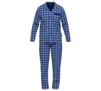 GÖTZBURG Herren Schlafanzug - lang, durchgeknöpft, Pyjama, Baumwolle, Muster Blau/Weiß / XXL XXL Mehrfarbig