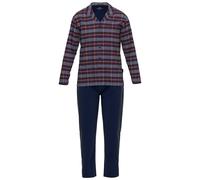 GÖTZBURG Herren Schlafanzug - lang, Pyjama, Baumwolle, Muster Rot/Blau 3XL