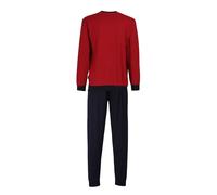 GÖTZBURG Herren Schlafanzug lang - Pyjama V-Ausschnitt, Pure Cotton 3XL Rot