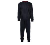 GÖTZBURG Herren Schlafanzug lang - Pyjama V-Ausschnitt, Pure Cotton 6XL Blau