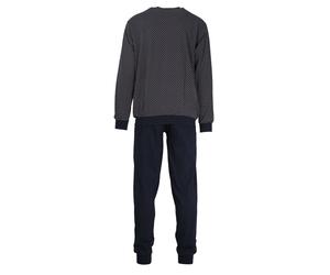 GÖTZBURG Herren Schlafanzug lang - Pyjama V-Ausschnitt, Pure Cotton Marine / 4XL (60) 4XL Blau