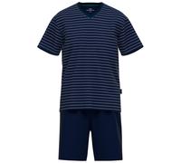GÖTZBURG Herren Schlafanzug Set - kurz, Ringel, Klima-Aktiv Blau S