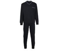 GÖTZBURG Herren Schlafanzug Set - lang, V-Ausschnitt, gemustert Blau 6XL