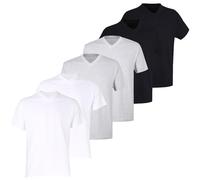 Götzburg Herren T-Shirts V-Ausschnitt | 2 Stück | 741275 (DE/NL/SE/PL, Alphanumerisch, L, Regular, Regular, 2 x weiß | 2 x schwarz | 2 x grau)