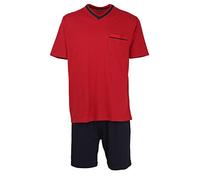 Shorty GÖTZBURG "Manhattan", Herren, Gr. 54 (XL), rot (chili pepper), Single Jersey, Obermaterial: 100% Baumwolle, bedruckt, gemustert, bequem kniefrei, V-Ausschnitt, Homewear-Sets Shorty, Kurzarm, V-