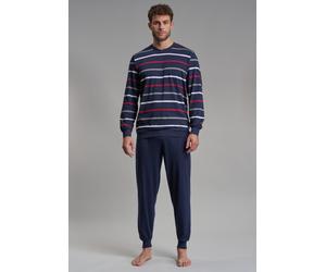 GÖTZBURG Pyjama, Rundhals, Bündchen blau-dunkel-Ringel - 52