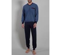 GÖTZBURG Pyjama, V-Ausschnitt, Bündchen blau-dunkel-uni - 60
