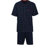 Götzburg Herren Shorty, Kurzarm, Baumwolle, Single Jersey, Navy, kariert 50