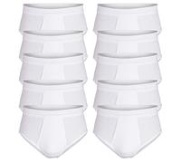Götzburg Slips mit Eingriff Doppelripp 10er Pack (L, Weiß)