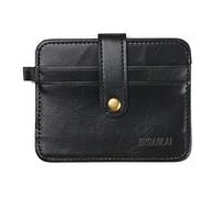 gofidin Schwarze Kartenetui, Herren, Leder, klein, Ausweis, Kreditkarte, Schlüsselanhänger, Geldbörse, schmal, Business-Geldbörse, schmal, Mini-Münzgeldbörse, schwarz, M