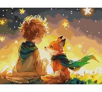 Gofission Kreuzstich Set Vorgedruckt Stickpackungen, Junge mit Hund 14ct Stickset 55×43 cm mit Stoff Vorlagen für Erwachsene Anfänger