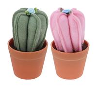 Gogogmee 2 Stück Kaktus Nadelkissen mit Stabilem Plastiktopf Süße Stecknadelhalter für Nähen und Quilten Weiches Nadelpolster Sicherer Nadelspeicher für Zuhause Atelier und DIY Handarbeiten