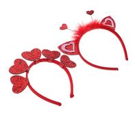Gogogmee 2 Stück Pack Herz Haarbänder Valentinstag Party Haarreif Damenstirnband mit Herz Design Rot Haarschmuck Hochzeit Fest