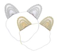 Gogogmee 2 Stück Spitzen Stirnbänder Mit Katzenohren Für Neugeborene Und Kleinkinder Elastisch Rutschfest Angenehm Gold Und Silber