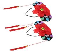 Gogogmee 2 Stück Teiliges Chinesisches Stirnband mit Quasten Traditioneller Kopfschmuck für Atmungsaktiv Bequem Festliches Haarband für Party und Kostüm Farblich Zufällig