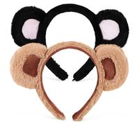 Gogogmee 2 Stück Weiches Bärenohren Haarband für Erwachsene Plüschiges Stirnband mit Niedlichen Tierohren Vielseitig für Make up Gesichtswäsche Cosplay Party und Spa Geeignet