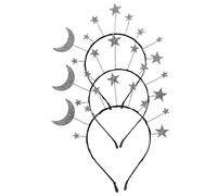 Gogogmee 3 Stück Mond und Stern Haarreifen Silberfarbene Glitzer Stirnbänder aus Legierung Party Kopfschmuck für Mädchen und Frauen