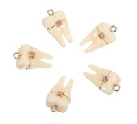 Gogogmee 5 Stück Teiliges Resin Zahnanhänger mit Mini Zahn Charms und Halteöse Realistische Zahnornamente für DIY Halsketten Armbänder Ohrringe und Schlüsselanhänger Robustes Schmuckzubehör