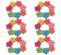 Gogogmee 50 Stück Bunte Holzknöpfe Blumenmuster 18mm Vintage Design Naturholz Selbstgemacht Nähzubehör für Kinderkleidung Bastelarbeiten