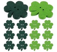 Gogogmee 50 Stück St Patrick's Day Holzknöpfe Kleeblatt Design Robuste Nähen Deko Selbstgemacht Bastelknöpfe für Partydekoration