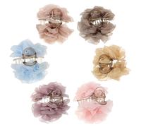 Gogogmee 6 Stück Mini-haarspangen mit Blumenmotiv Flache Haarspangen für Damen und Mädchen Kleine Haarspangen mit Blumen Haarnadeln in Gelb Violett Rosé Hellrosa und Kamel