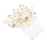 Gogogmee Braut Haarkamm Perlen und Strass Schmuck Handgefertigt Eleganter Seitenkamm für Hochzeit Festliche Anlässe Damen Haarschmuck Weiß