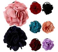 Gogogmee Elastische Haargummis mit Blumen Dekor 8 Stück Mädchen Haarseil Haarband für Mitteldickes Haar Haarschmuck für Alltag Party und Zeremonien