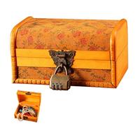 Gogogmee Vintage Schmuckkasten aus Holz mit Schloss Robuster Schmuck Organizer für Ringe Ohrringe Armbänder und Halsketten Elegante Aufbewahrungsbox für Damen als Geschenk zu Weihnachten