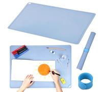 Gohytal Silikon Malunterlage 60x40cm, mit Magnetischer Absorptionsclip Silicone Mat Silikonmatte Groß für Basteln Malen Epoxidharz Handwerk Knetunterlage Tischmatte Antihaft Waschbar Malunterlage