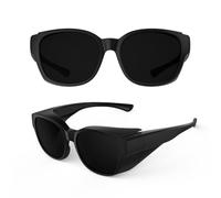 Goiteia Katarakt-Sonnenbrille für Lichtempfindlichkeit, super dunkle Passform über Brille nach Augenoperationen, Kategorie 4, extra groß, UV400-Wrap Around, L: 60 x 50 mm, Large