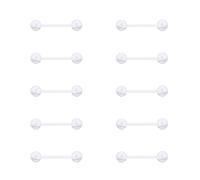 Gojewen Plastik Zungenpiercing Brustwarzenpiercing 1,6mm Flexibel Kunststoff Piercing Zunge Brustwarze Acryl 12mm