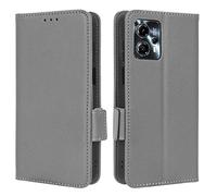GOKEN Leder Folio Hülle für Motorola Moto G13, Flip Handyhülle mit Kartenfächer & Geldbeutel -Grau