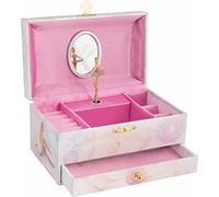 goki 15555 Musikspieldose Ballerina, Schmuckschatulle mit Spiegel, Spieluhr Melodie 'Schwanensee', Maße 19 × 11,3 × 9,7 cm, Rosa