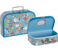 goki 51444 - Koffer Love and Peace, 2er-Set - stabile Spielkoffer im Retrodesign