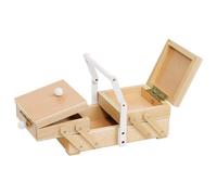 Goki 58415 - Nähkästchen mit weißem Griff, Holz, ca.24x13x10cm, Nähzubehör Spielware Spielzeug