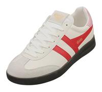 Gola Damen Cyclone Leather Sneaker, Weiß/Rot/Süßigkeiten/Dunkles Gummi, 40 EU