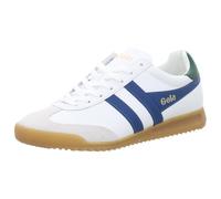 GOLA Unisex Torpedo Leather Sneaker, White/Marine Blue/Evergreen, 43 EU
